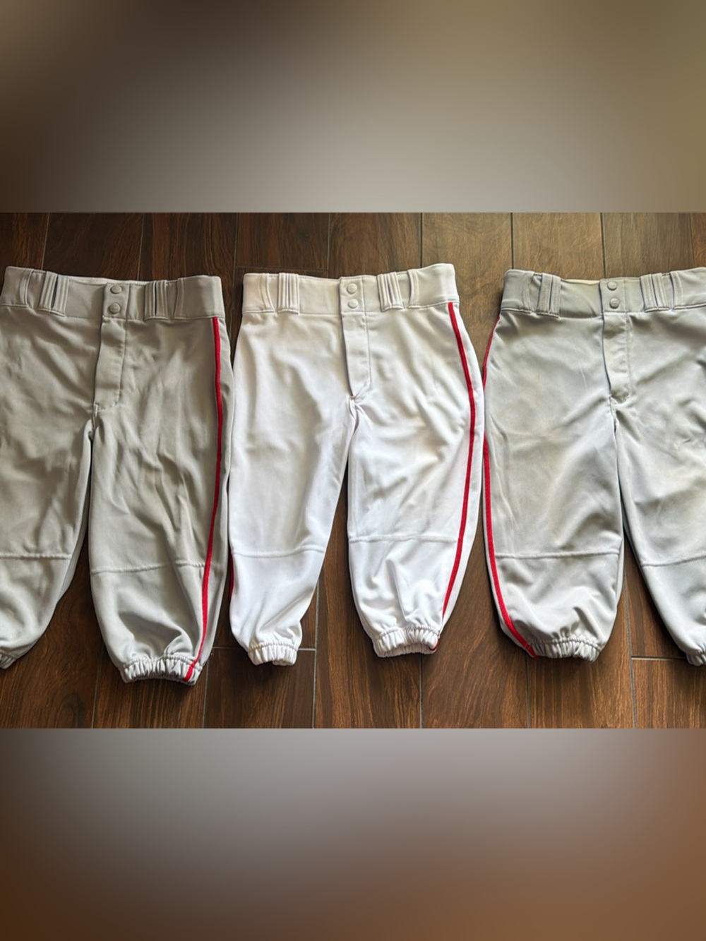3 Sets Youth Baseball Knicker Style Pants with Red Stripe
